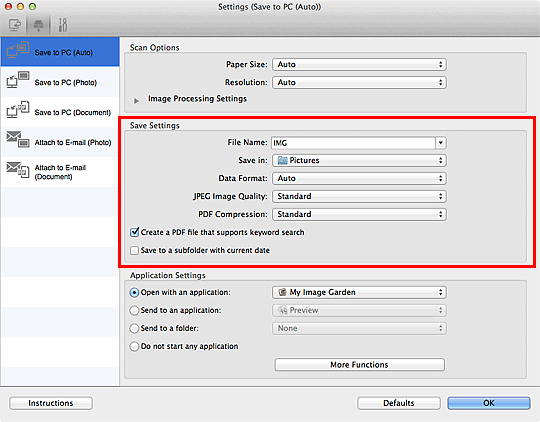 figure: Settings dialog
